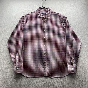 Vineyard VInes Button Up‎ Shirt Mens XL Red Blue Check Preppy Golf Made In Italy
